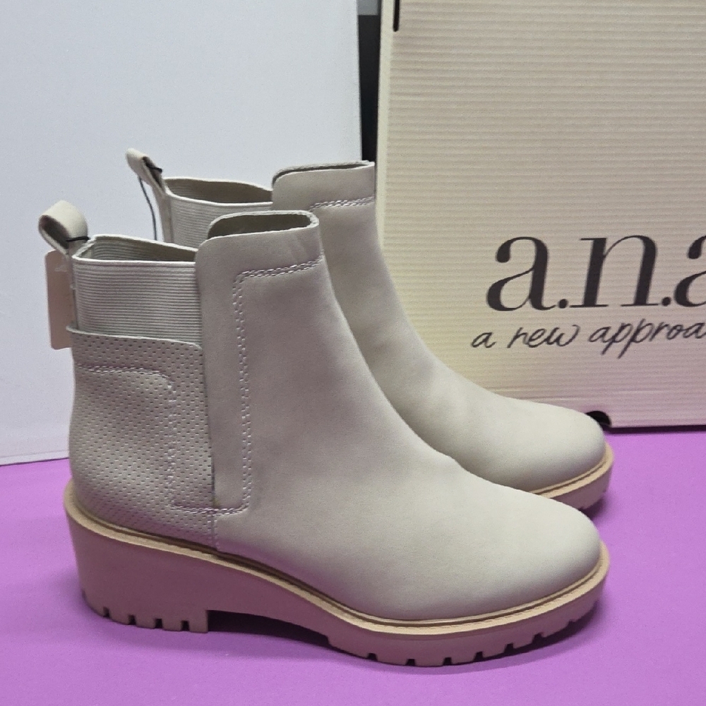 a.n.a Cream Ankle Boots